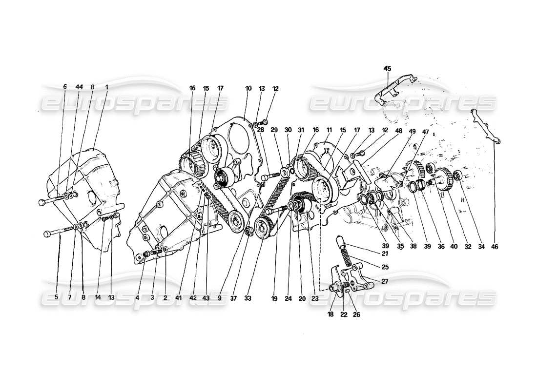 ferrari 308 quattrovalvole (1985) sistema di cronometraggio - controlli diagramma delle parti