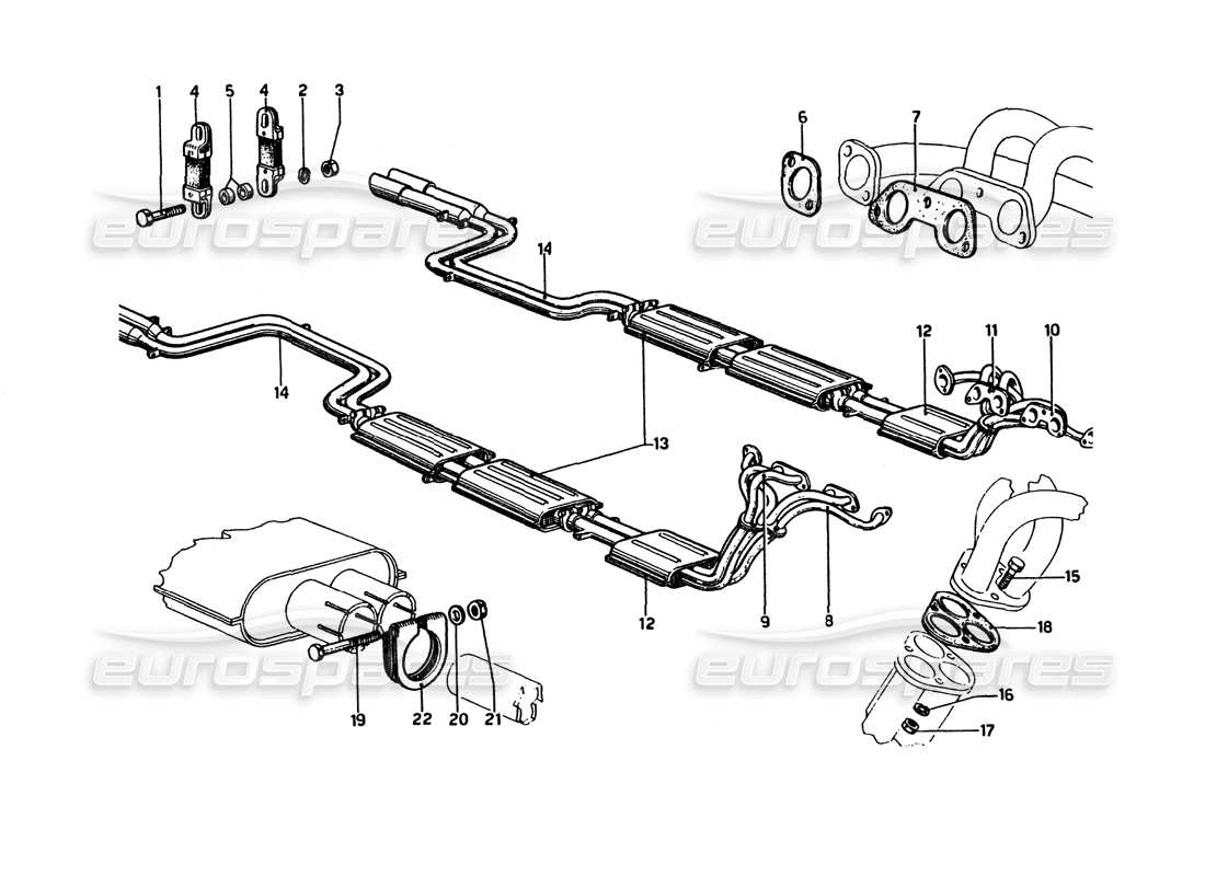 ferrari 275 gtb4 diagramma delle parti del gruppo tubi di scarico