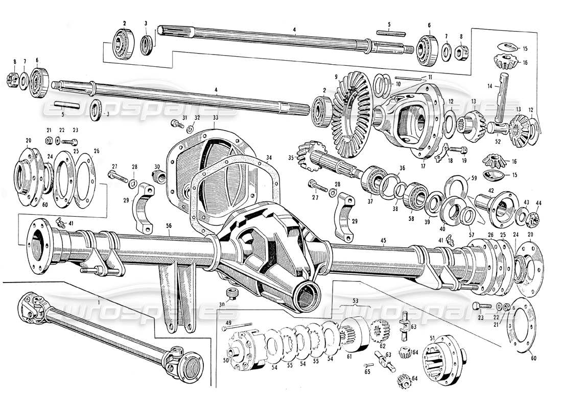maserati mistral 3.7 albero dell'elica e asse posteriore diagramma delle parti
