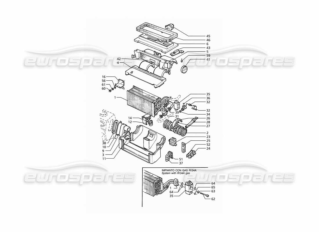 maserati ghibli 2.8 (abs) schema delle parti del gruppo climatizzatore automatico (guida a sinistra).