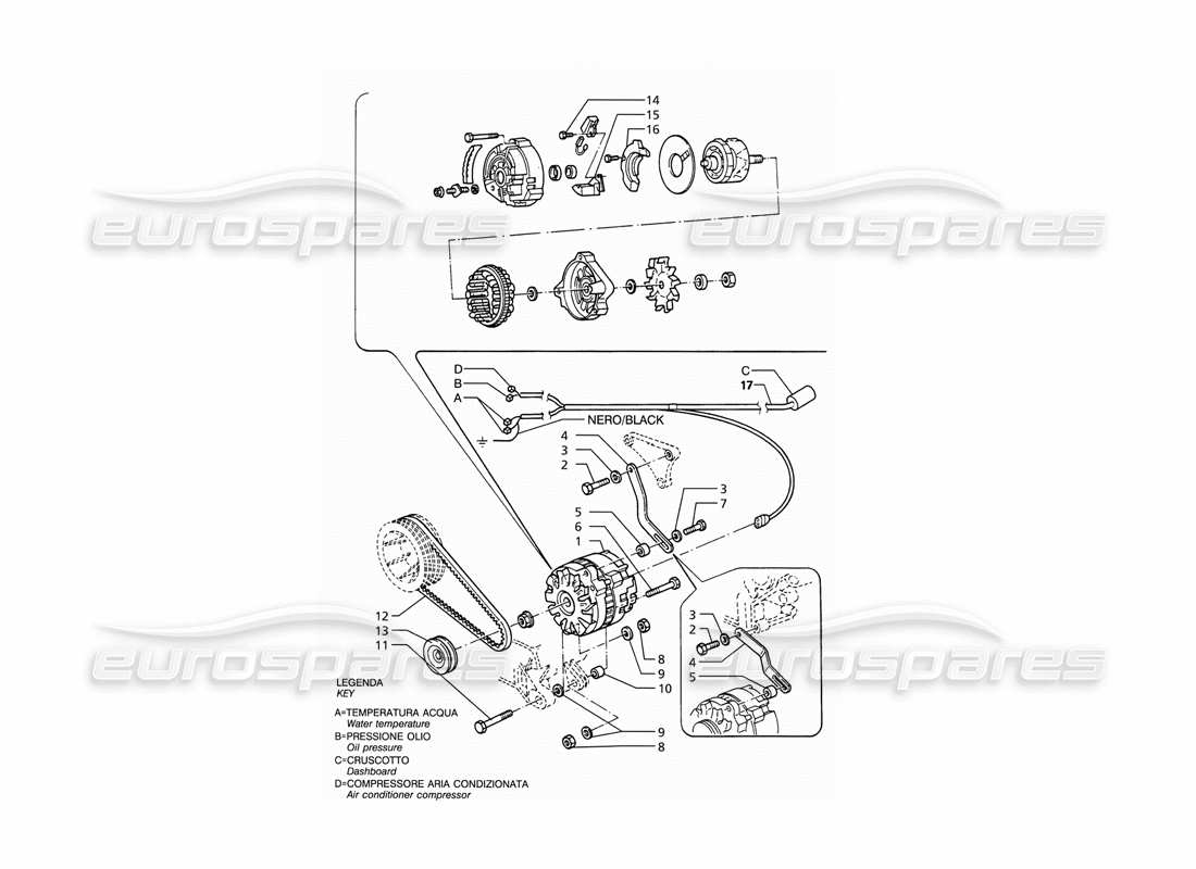 maserati ghibli 2.8 (abs) alternatore delco diagramma delle parti