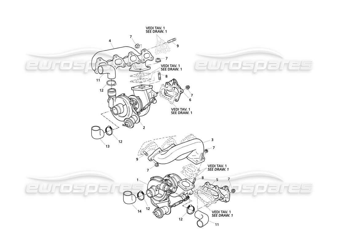 maserati qtp v8 evoluzione turbosoffianti e collettori di scarico diagramma delle parti