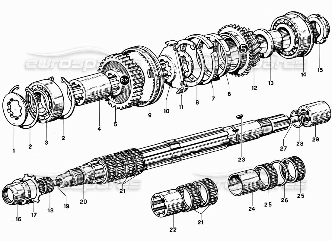 ferrari 365 gt 2+2 (mechanical) diagramma delle parti dell'albero di uscita