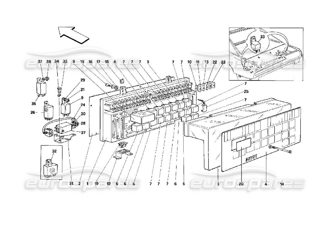 ferrari mondial 3.4 t coupe/cabrio schema delle parti del quadro elettrico