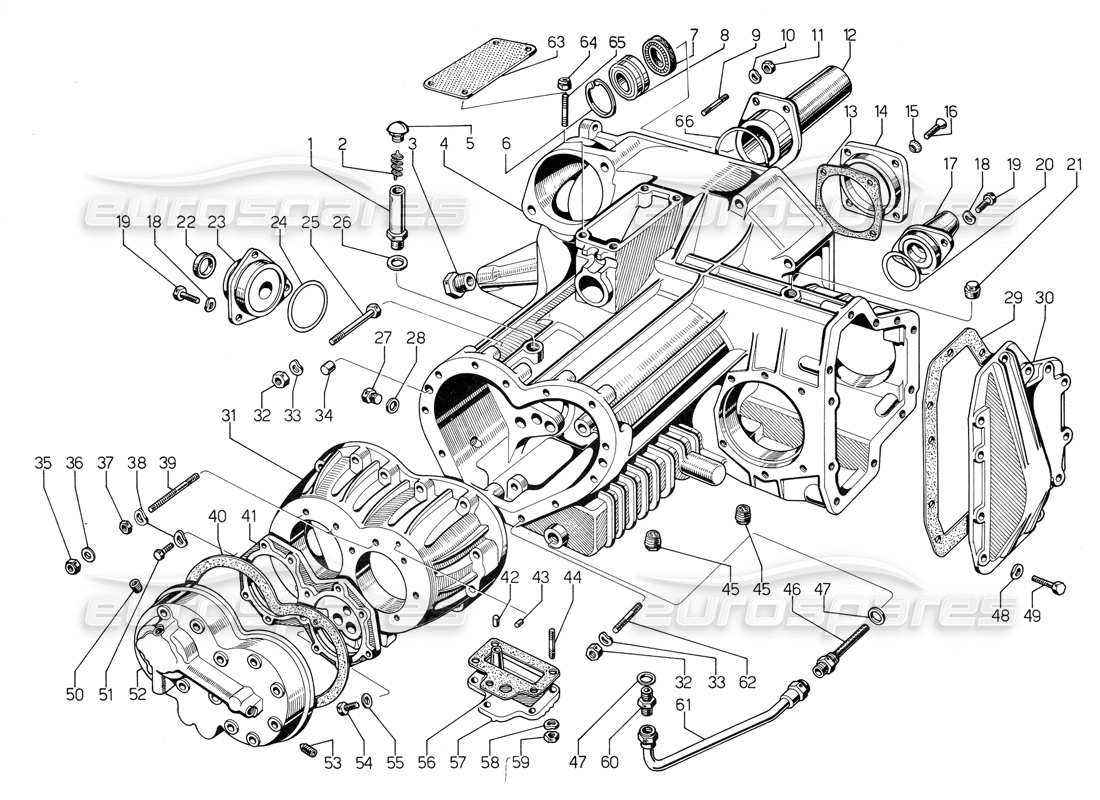 lamborghini jalpa 3.5 (1984) diagramma delle parti di gerbox (fusioni).