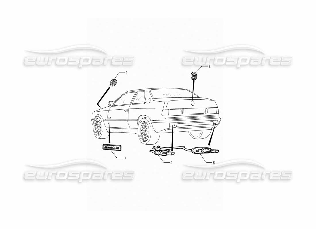 maserati ghibli 2.0 cup diagramma delle parti delle variazioni dell'esterno e dello scarico del veicolo
