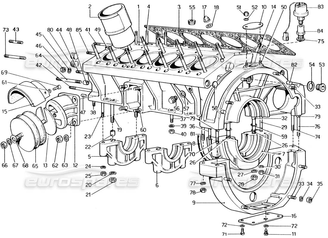 ferrari 365 gt4 2+2 (1973) basamento diagramma delle parti