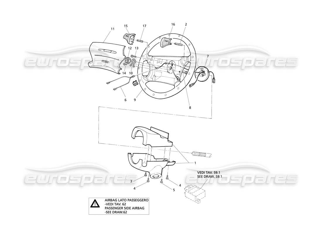 maserati qtp v6 evoluzione volante con airbag diagramma delle parti