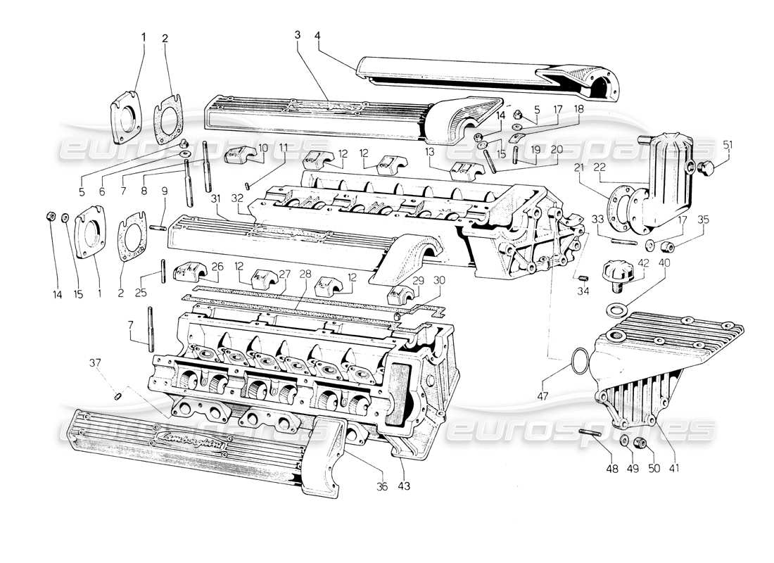 lamborghini countach lp400 teste di cilindro diagramma delle parti