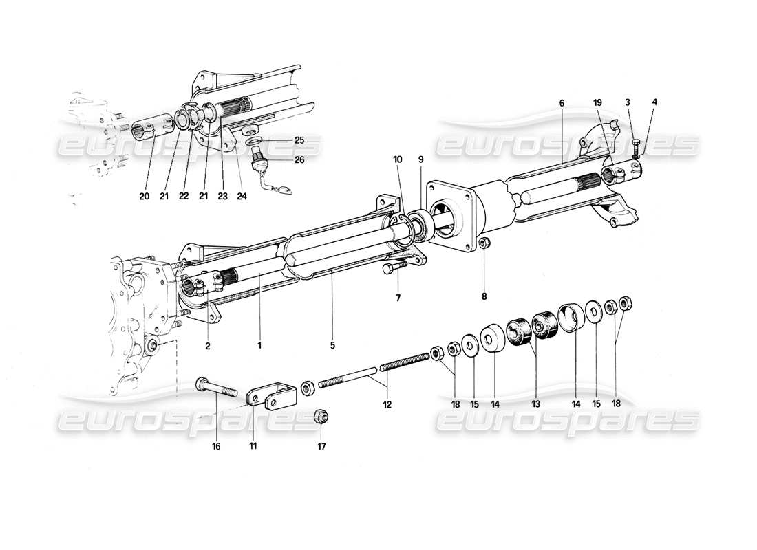 ferrari 400i (1983 mechanical) schema delle parti dell'albero dell'elica