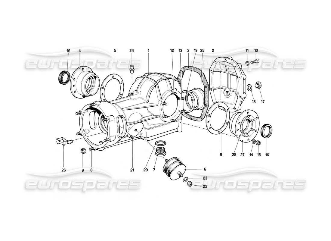 ferrari 400i (1983 mechanical) diagramma delle parti dell'alloggiamento differenziale