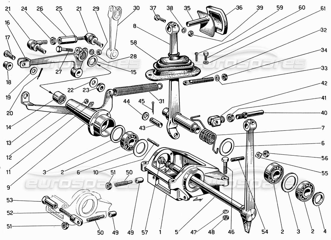 ferrari 330 gt 2+2 schema delle parti della pedaliera