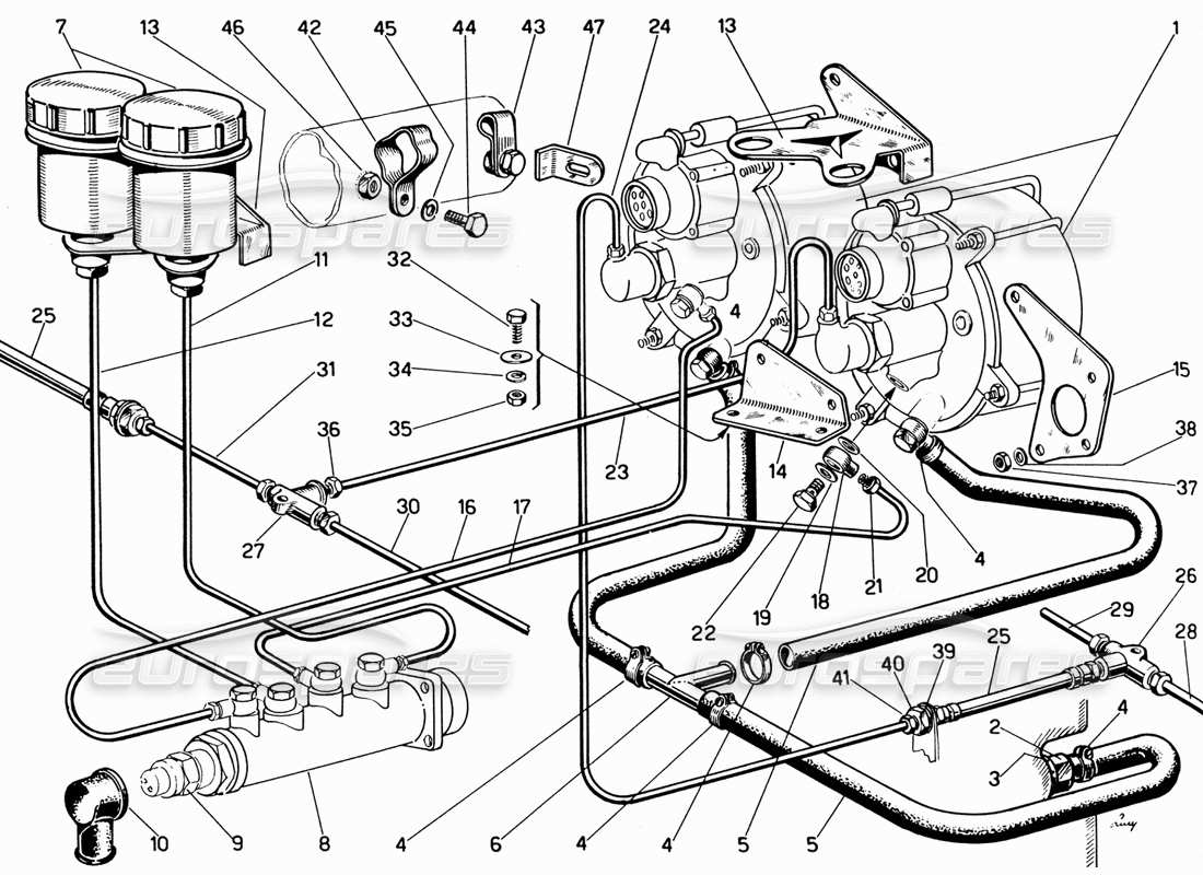 ferrari 330 gt 2+2 controllo del freno diagramma delle parti