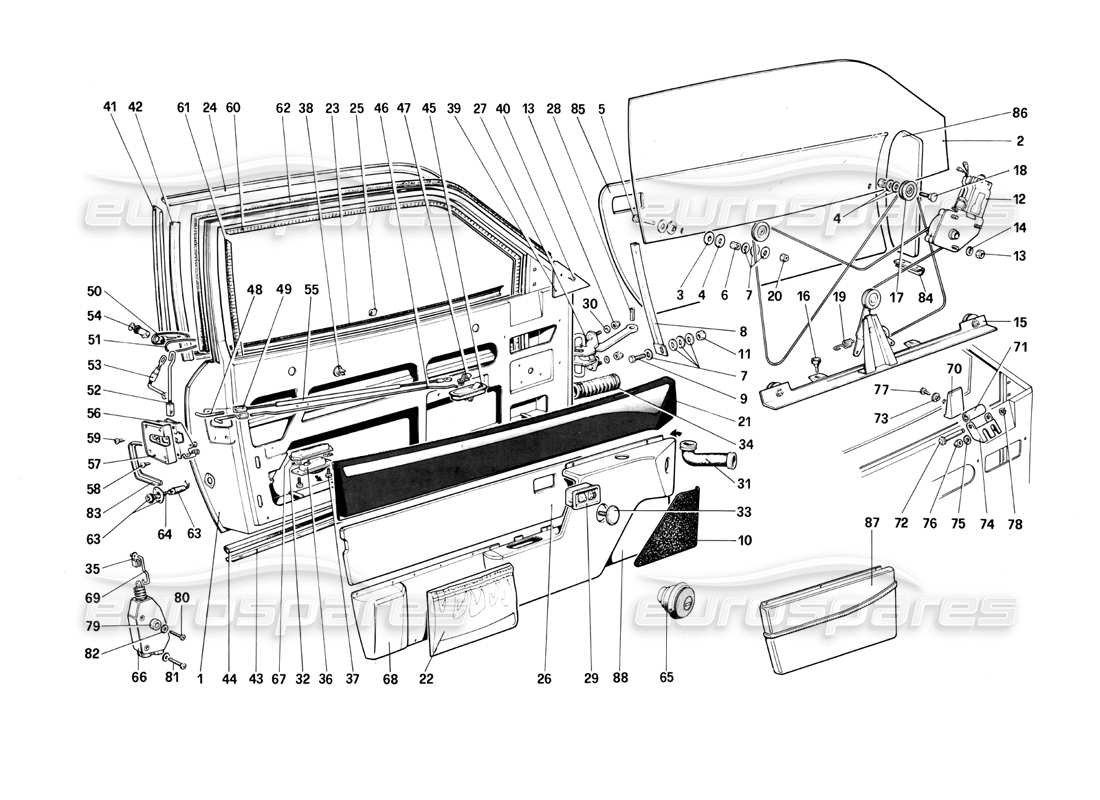 ferrari mondial 3.0 qv (1984) porte - quattrovalvole diagramma delle parti