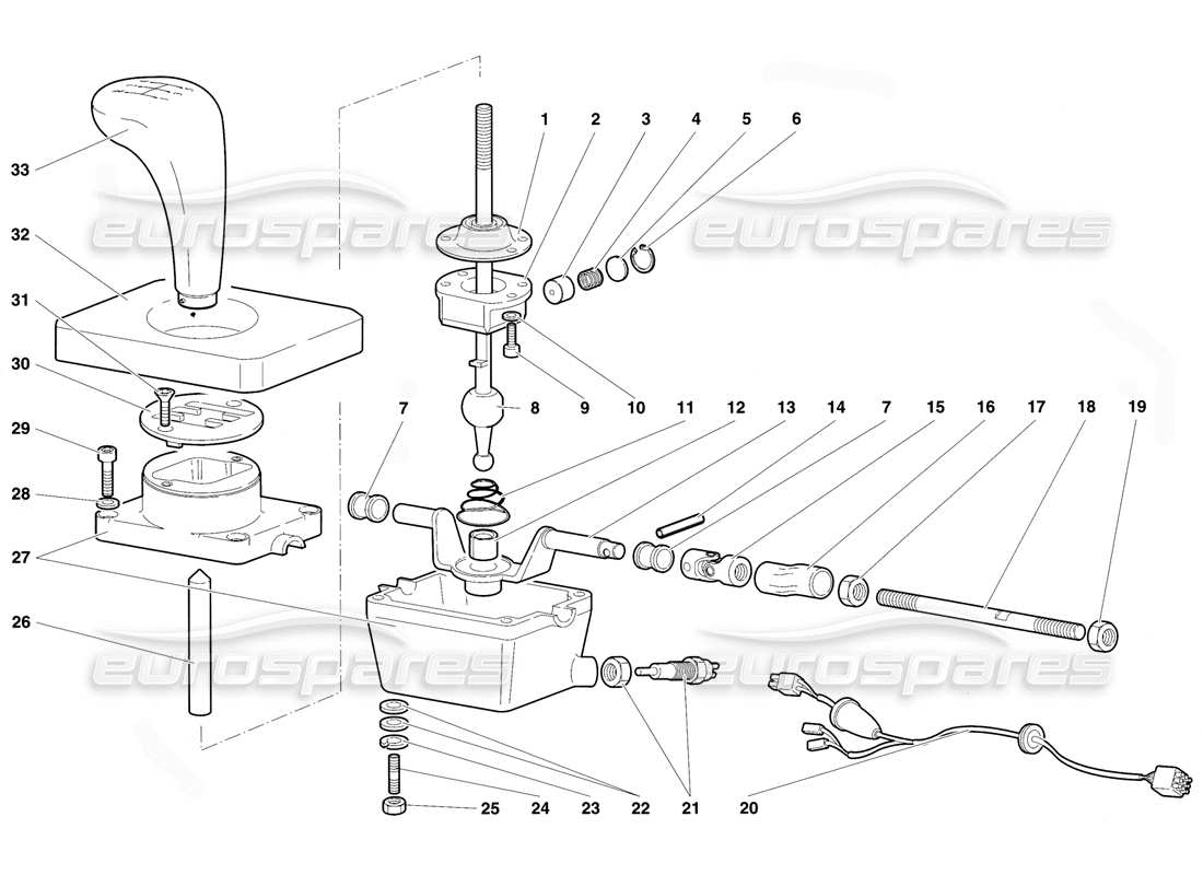 lamborghini diablo vt (1994) torre di controllo del cambio diagramma delle parti
