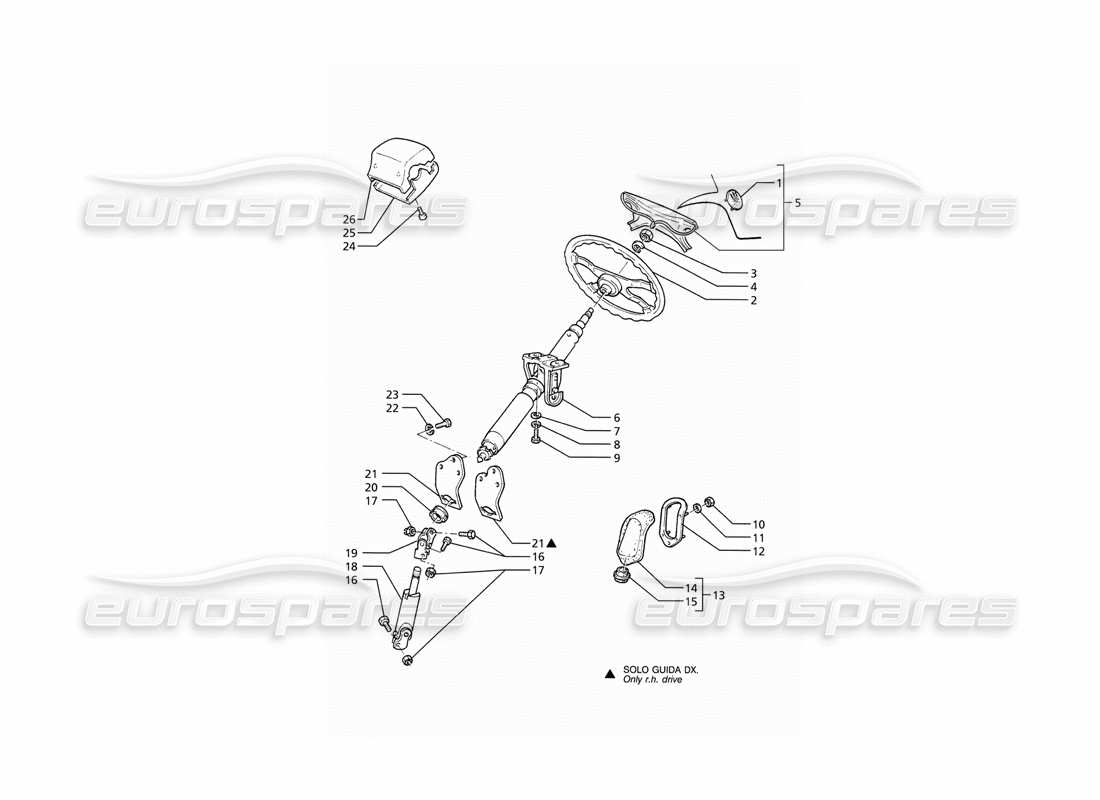 maserati ghibli 2.8 (abs) piantone dello sterzo e volante diagramma delle parti