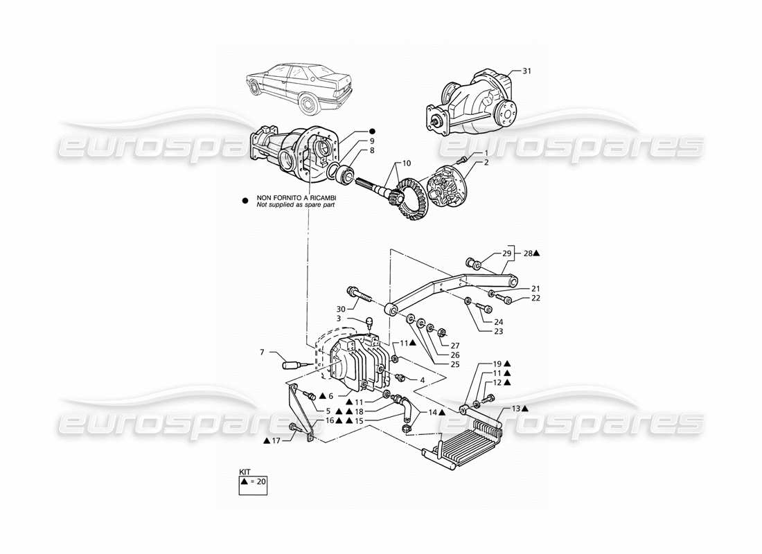 maserati ghibli 2.8 (abs) differenziale con radiatore diagramma delle parti