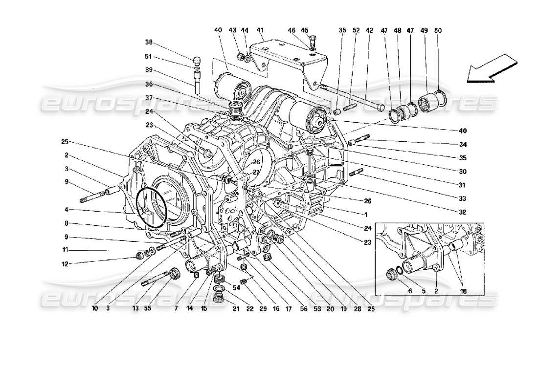 ferrari mondial 3.4 t coupe/cabrio alloggiamento riduttore e interm. carcassa - valido per auto con diagramma delle parti 3p