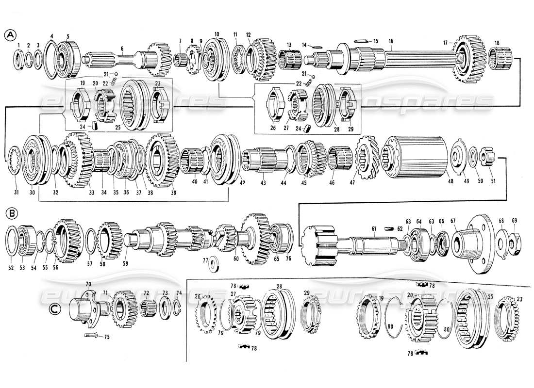 maserati mistral 3.7 ingranaggio di trasmissione (s5 17) diagramma delle parti