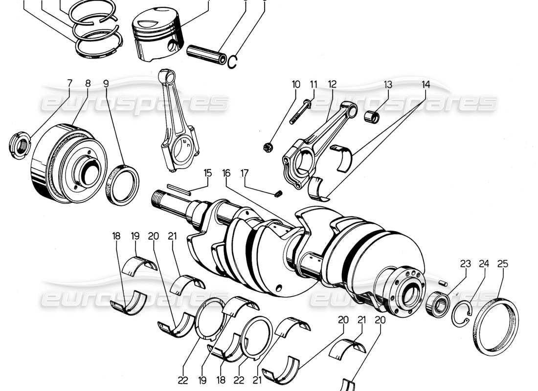 lamborghini urraco p300 schema delle parti dell'albero motore