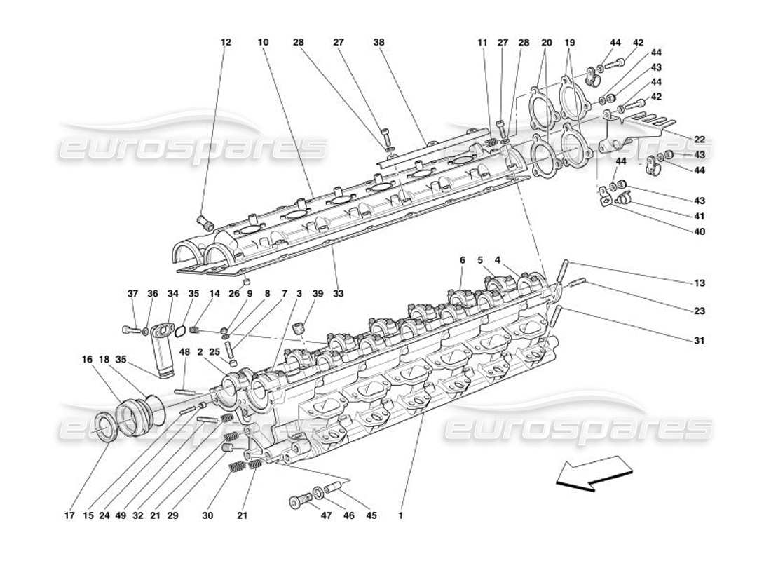 ferrari 575 superamerica schema delle parti della testata destra