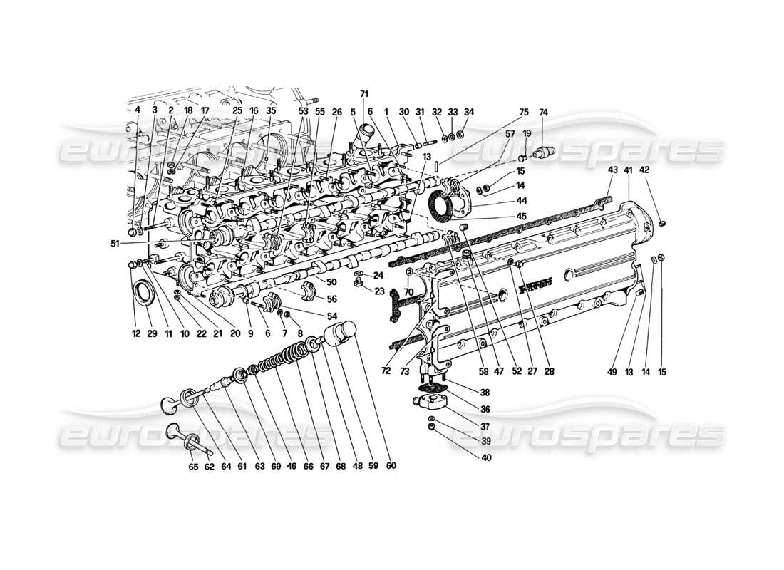 ferrari 512 bbi testata (sinistra) diagramma delle parti