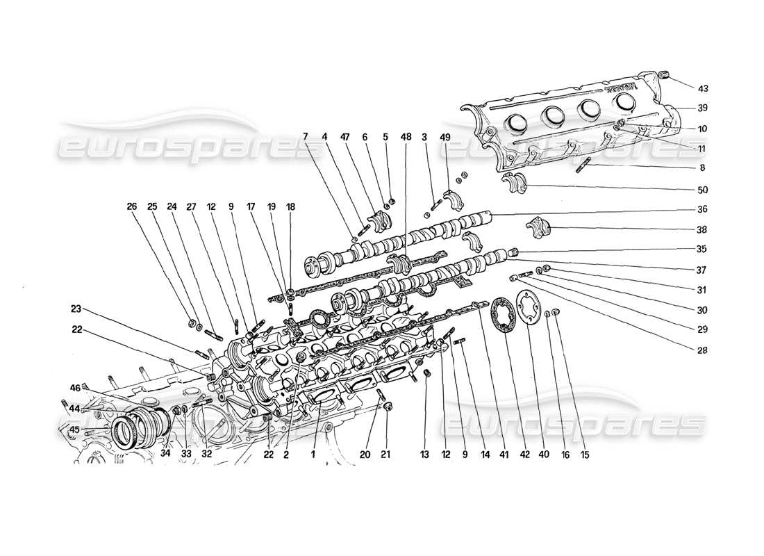 ferrari 288 gto diagramma delle parti della testata (sinistra).
