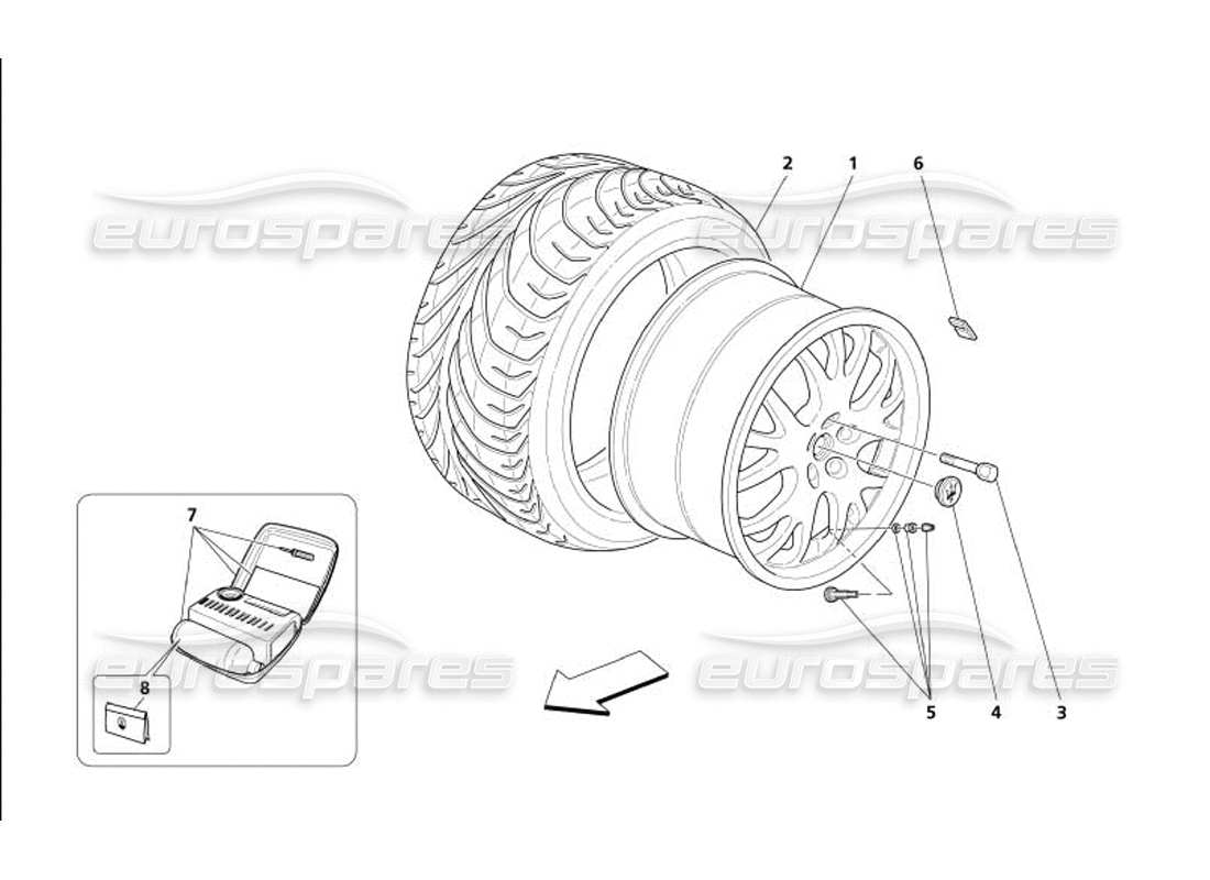 maserati 4200 gransport (2005) ruote diagramma delle parti