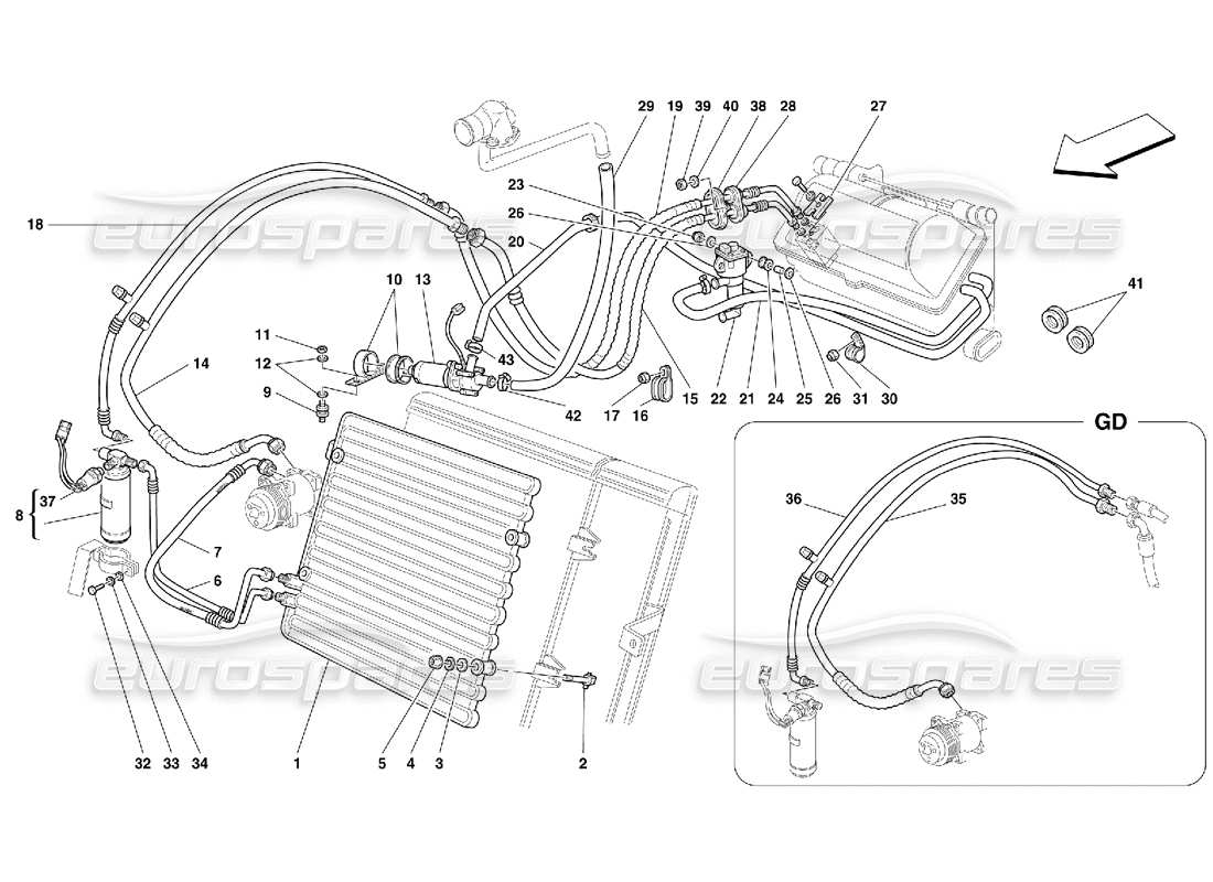 ferrari 456 gt/gta impianto aria condizionata -vale fino all'ass. no. 20878 diagramma delle parti