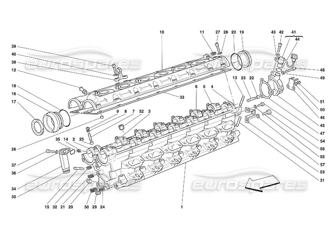 ferrari 456 gt/gta schema delle parti della testata destra