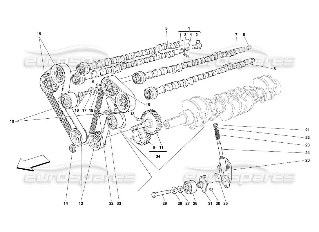 ferrari 456 gt/gta tempistica: diagramma delle parti dei controlli