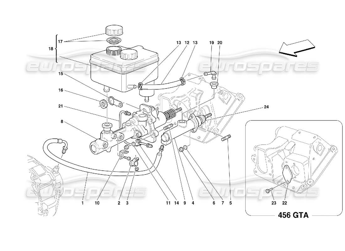 ferrari 456 gt/gta impianto idraulico freno e frizione -non per gd schema delle parti