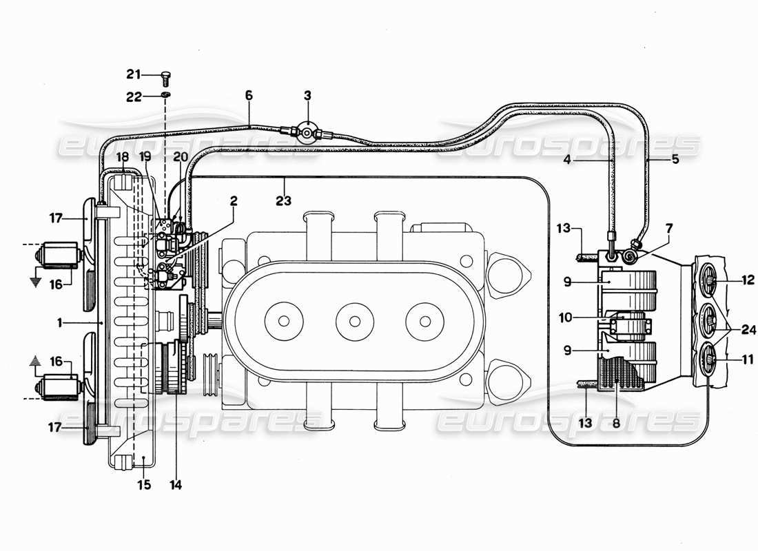 ferrari 365 gt 2+2 (mechanical) diagramma delle parti dello schema di layout dell'aria condizionata