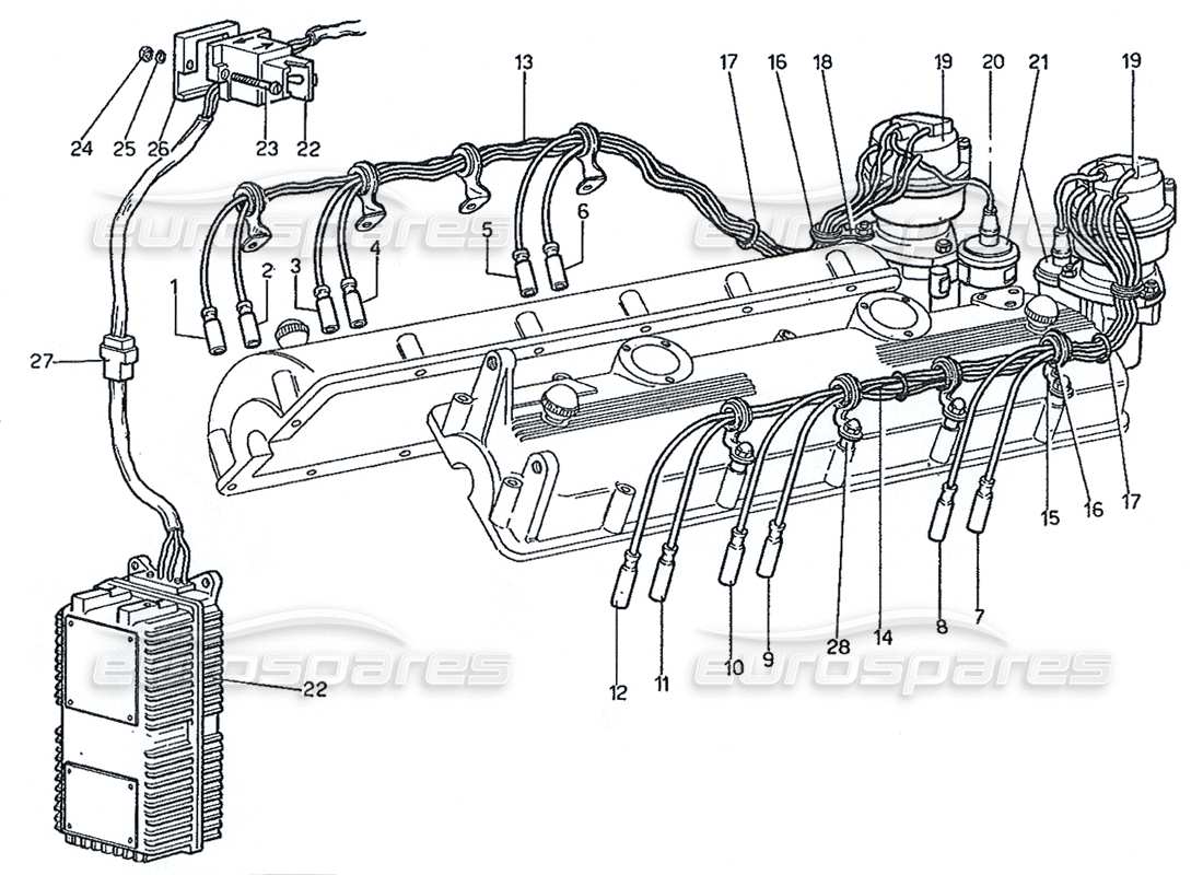ferrari 365 gt 2+2 (mechanical) accensione diagramma delle parti