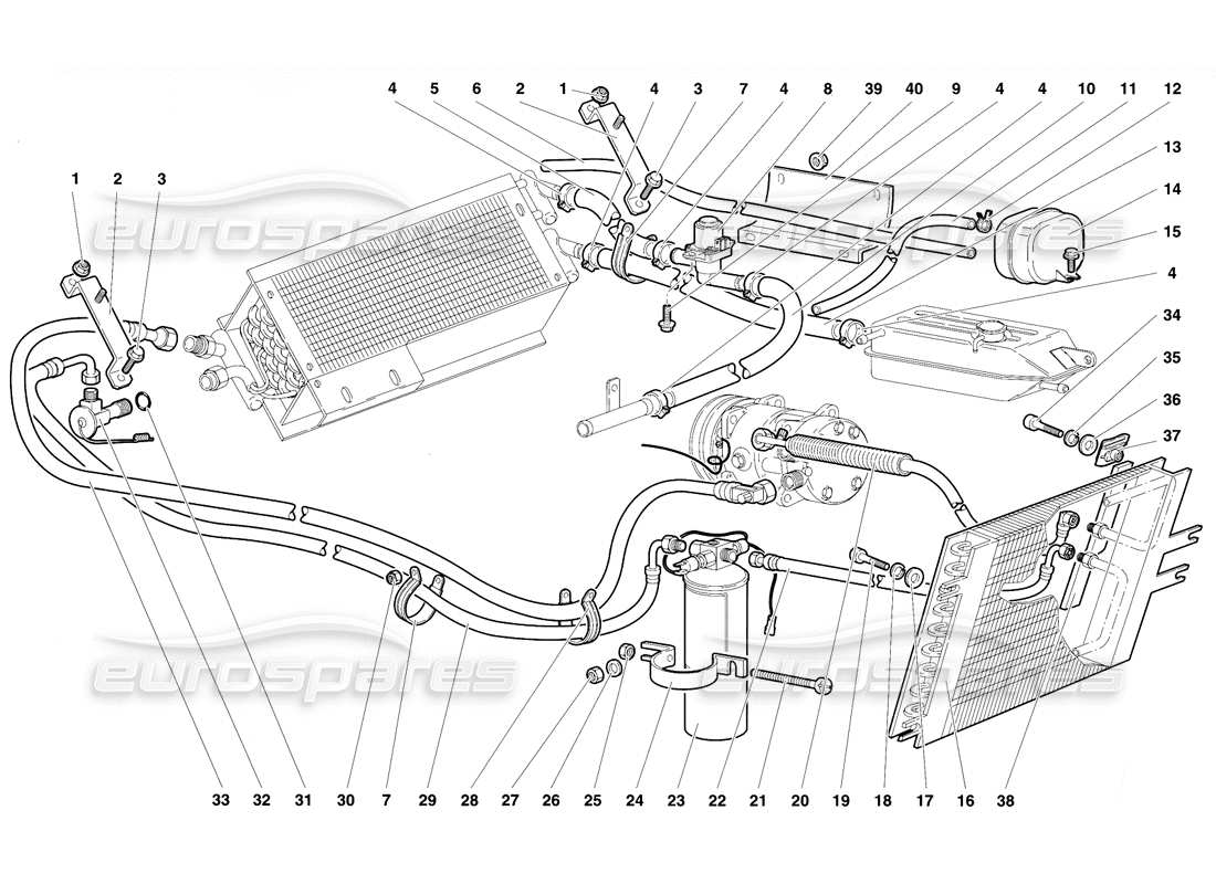 lamborghini diablo vt (1994) diagramma delle parti del controllo del clima