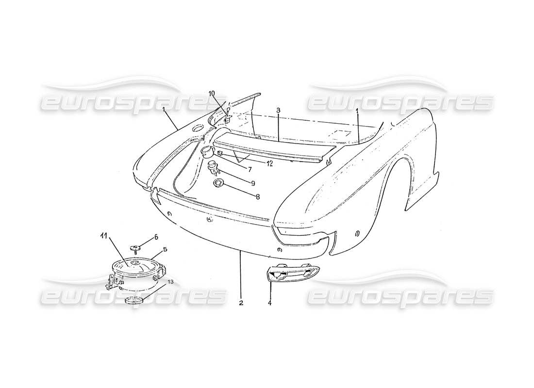 ferrari 330 gtc / 365 gtc (coachwork) diagramma delle parti dei pannelli terminali posteriori