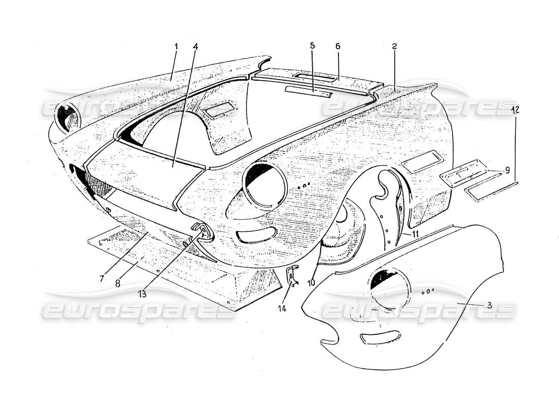 ferrari 330 gt 2+2 (coachwork) diagramma delle parti serie pannelli frontali 2 (per gsdvn 567 - per gddvn 60)