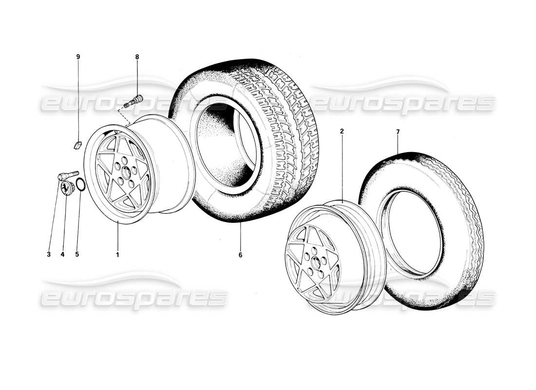 ferrari testarossa (1990) ruota (a partire dalla vettura n. 75997) diagramma delle parti