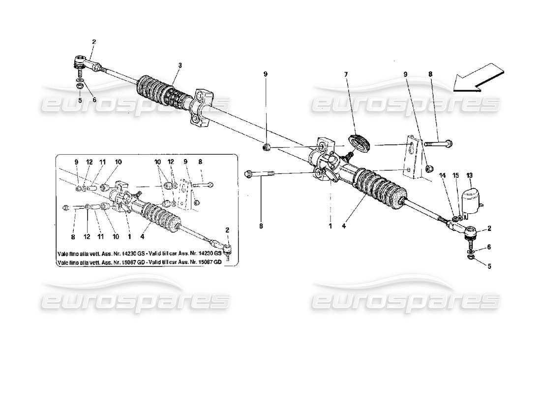 ferrari 512 tr scatola sterzo e collegamento diagramma delle parti