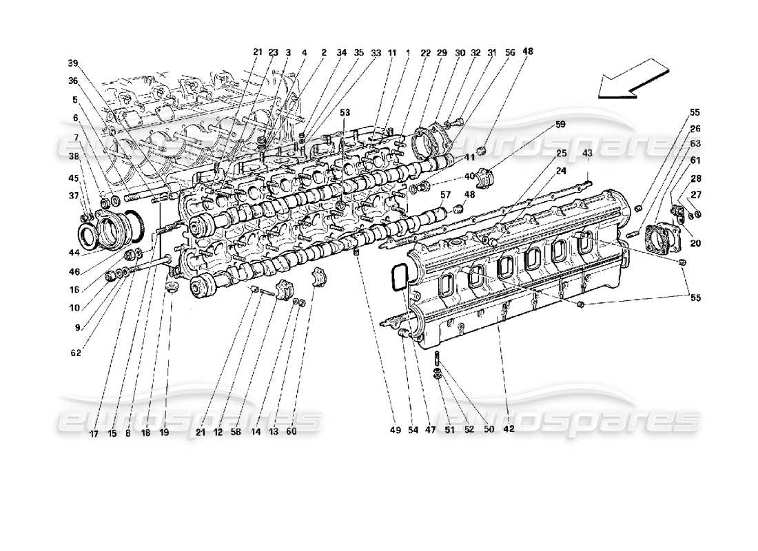 ferrari 512 tr schema delle parti della testata sinistra