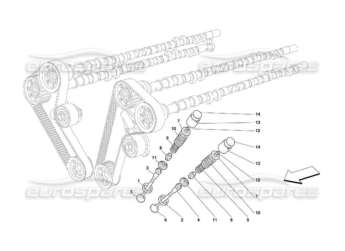 ferrari 456 gt/gta distribuzione - valvole diagramma delle parti