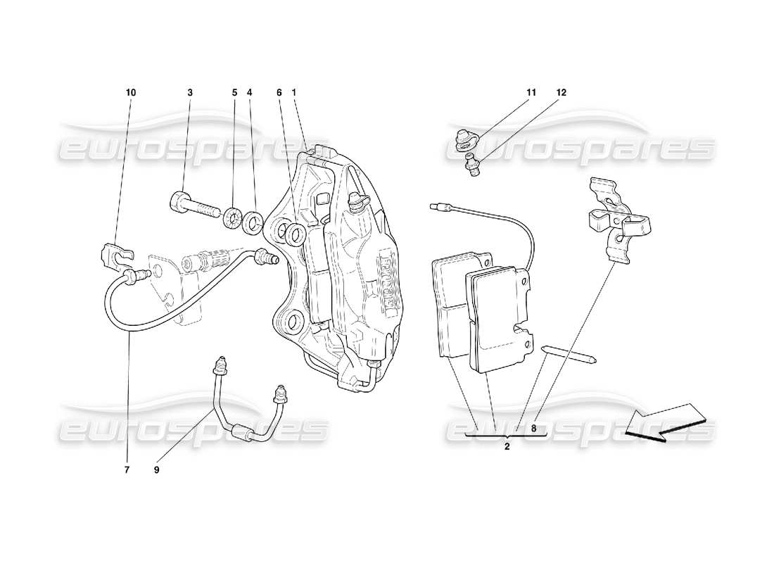 ferrari 456 gt/gta schema delle parti della pinza freno anteriore