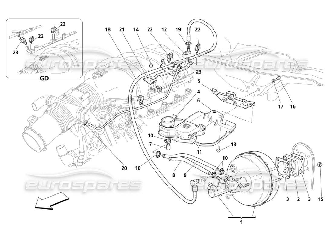 maserati qtp. (2006) 4.2 diagramma delle parti del sistema servofreno