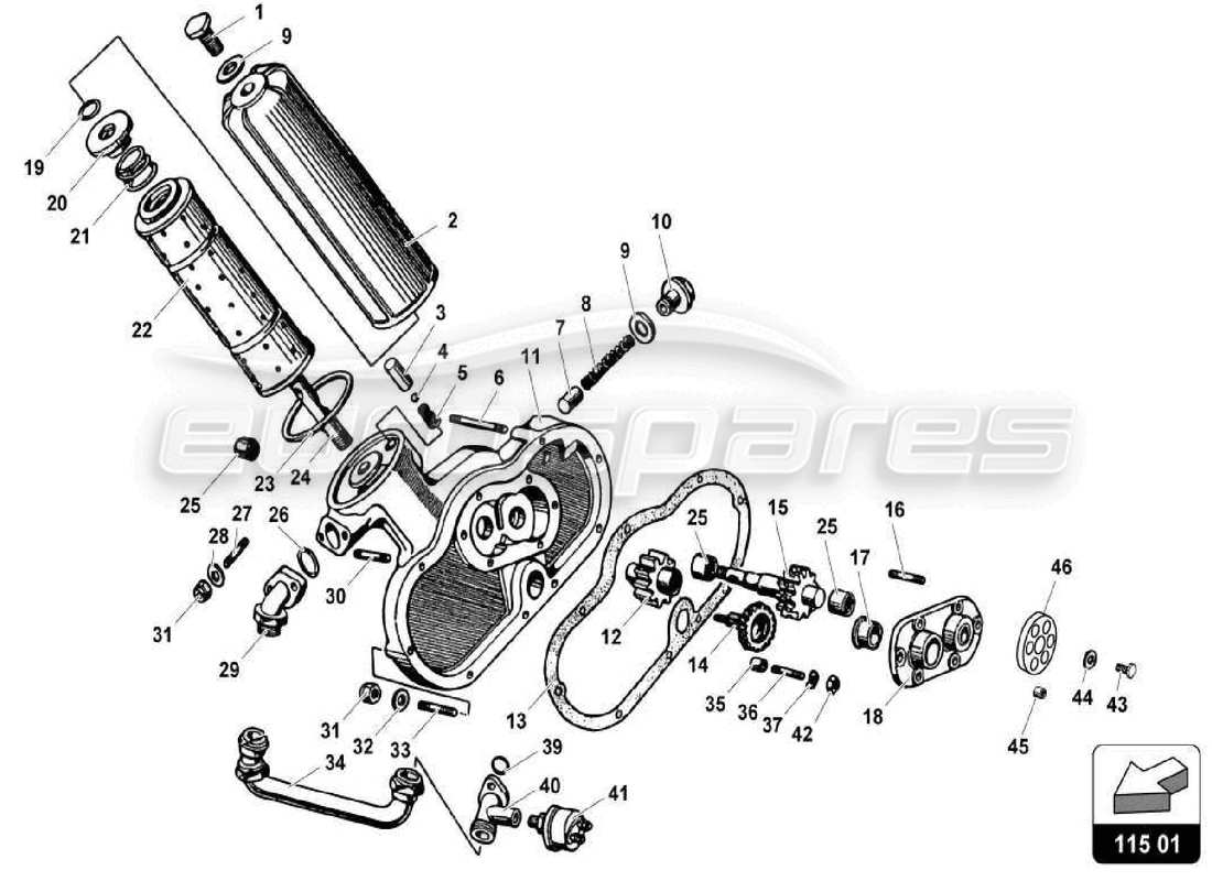 lamborghini miura p400 schema delle parti filtro olio