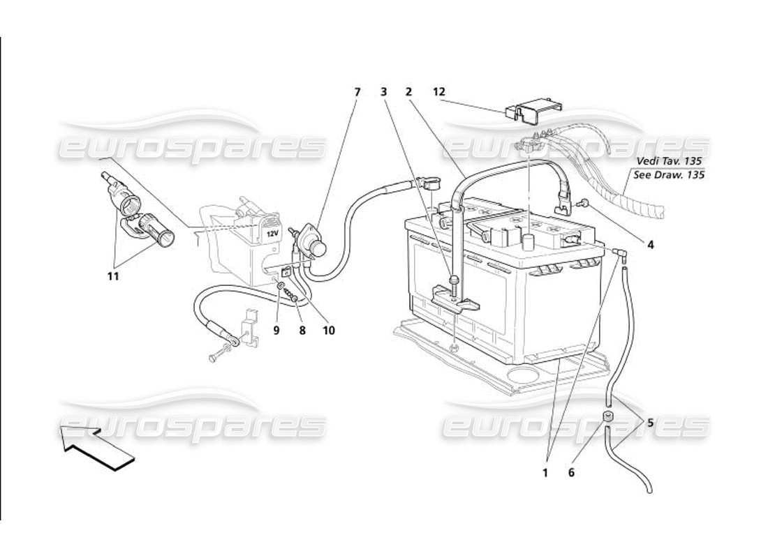 maserati 4200 gransport (2005) batteria diagramma delle parti