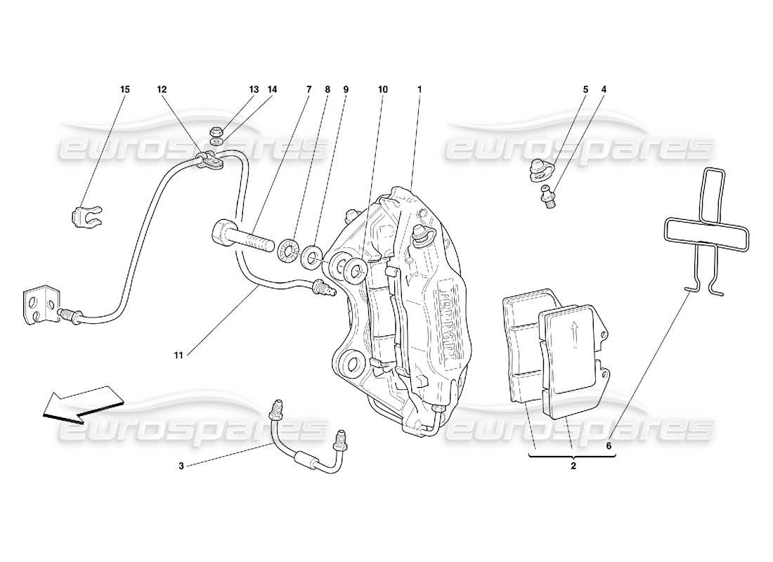 ferrari 456 gt/gta schema delle parti della pinza freno posteriore