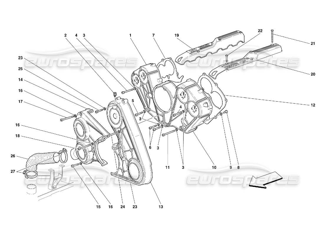 ferrari 456 gt/gta coperture motore schema delle parti