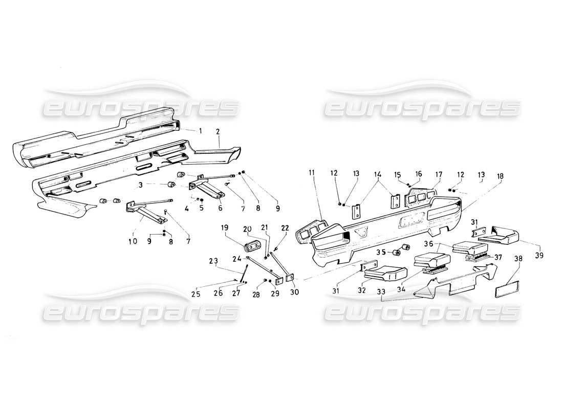 lamborghini countach 5000 qvi (1989) paraurti e spoiler diagramma delle parti