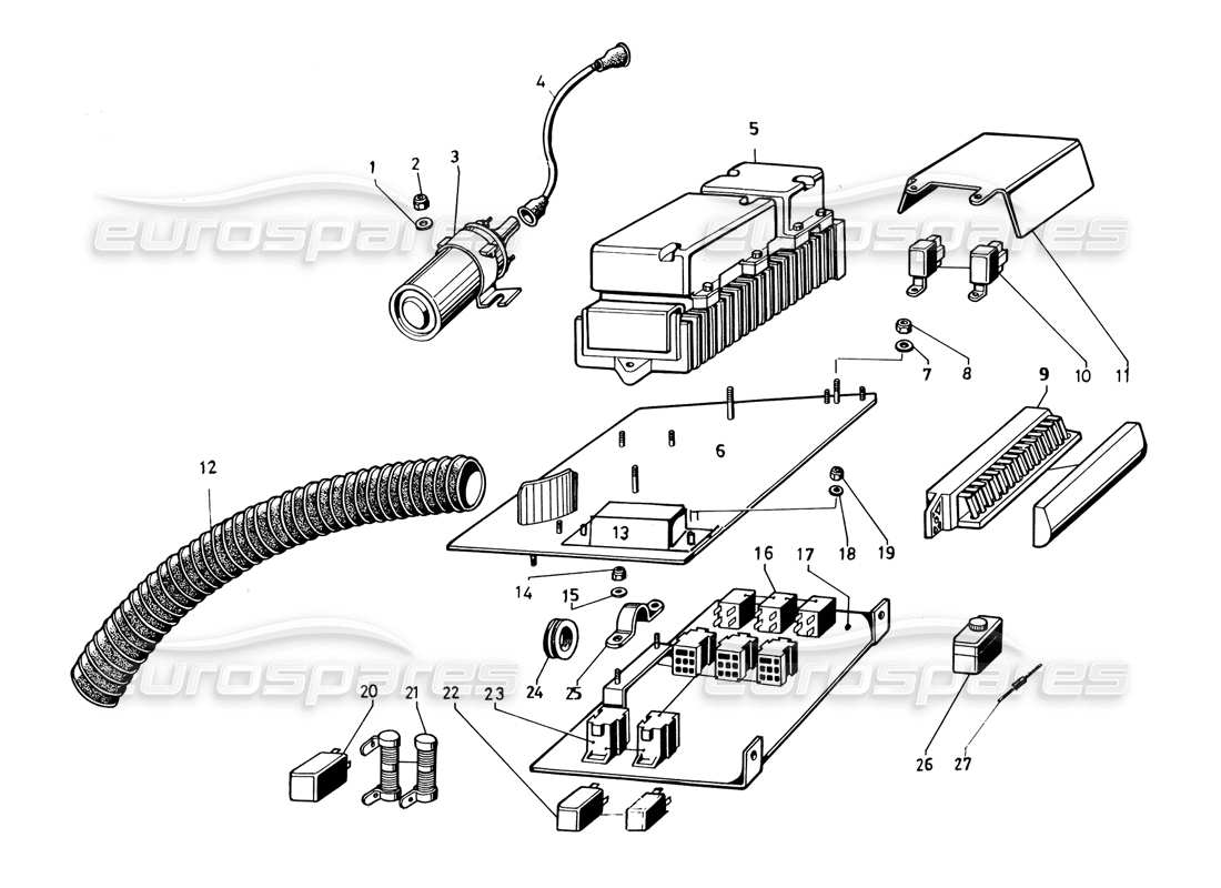 lamborghini countach 5000 qvi (1989) schema delle parti dell'impianto elettrico