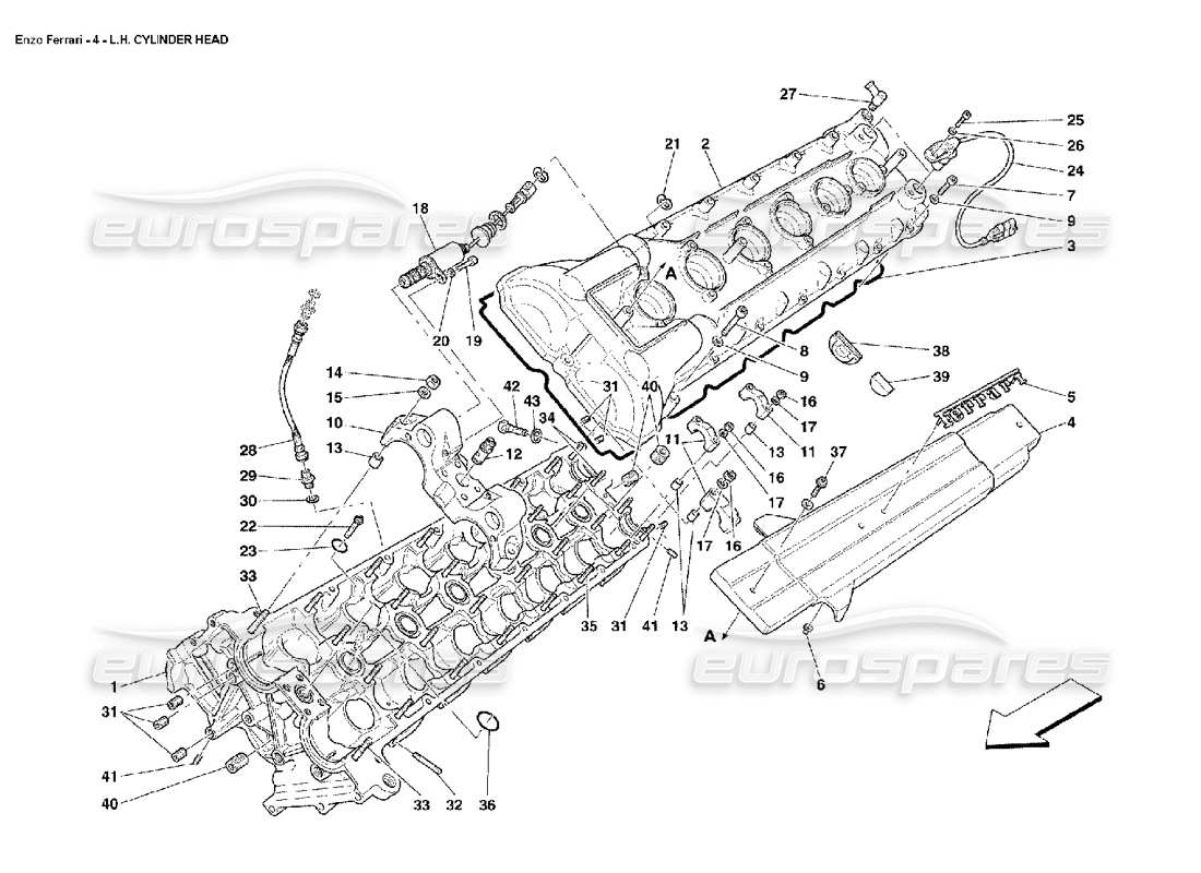 ferrari enzo diagramma delle parti della testata del cilindro sinistra